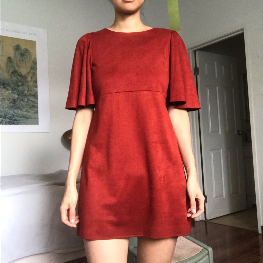 Zara red suede dress